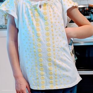 White Shirt with Lime Green Pattern